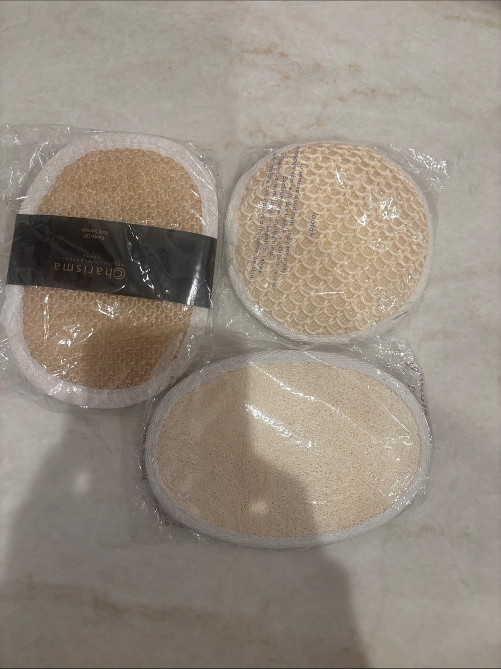 Neutral Exfoliating Bath Sponge Pad – Beige